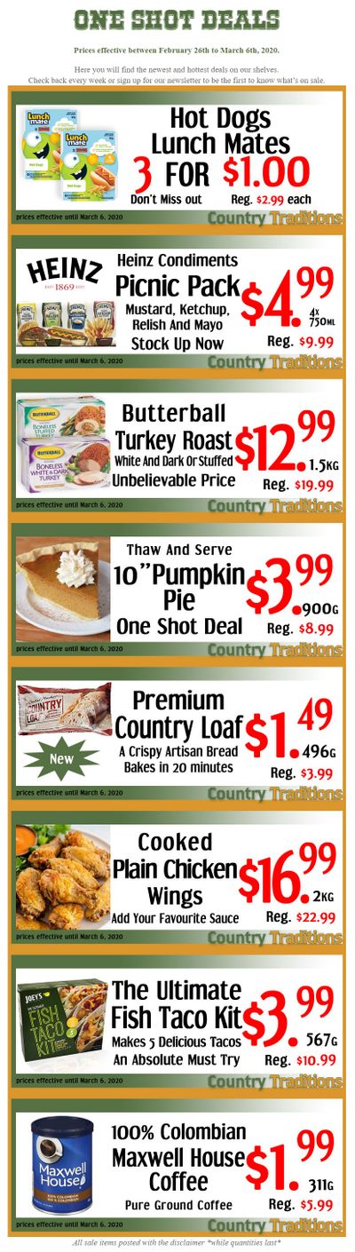 Country Traditions One-Shot Deals Flyer February 26 to March 6