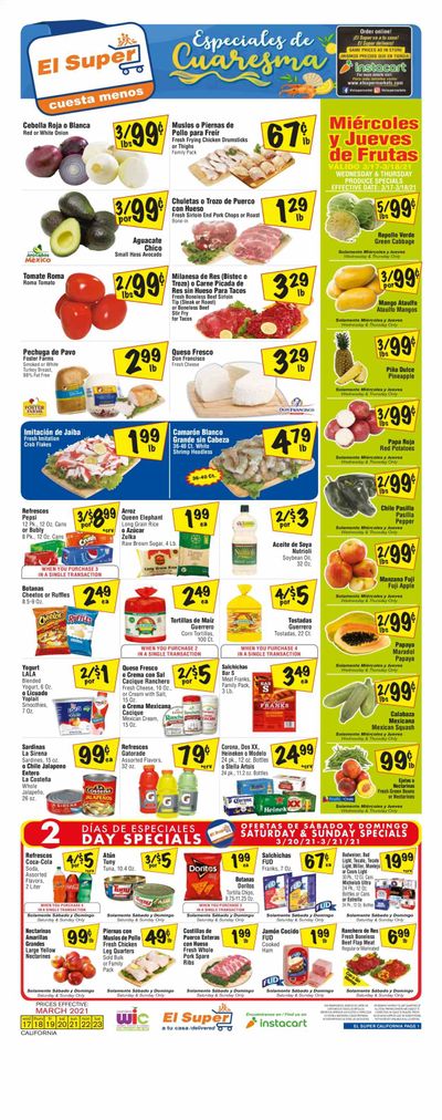 El Super (AZ, CA, NM, NV, TX) Weekly Ad Flyer March 17 to March 23