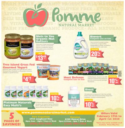 Pomme Natural Market Monthly Flyer February 27 to April 1