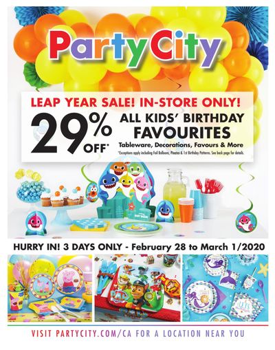 Party City Leap Year Sale Flyer February 28 to March 1