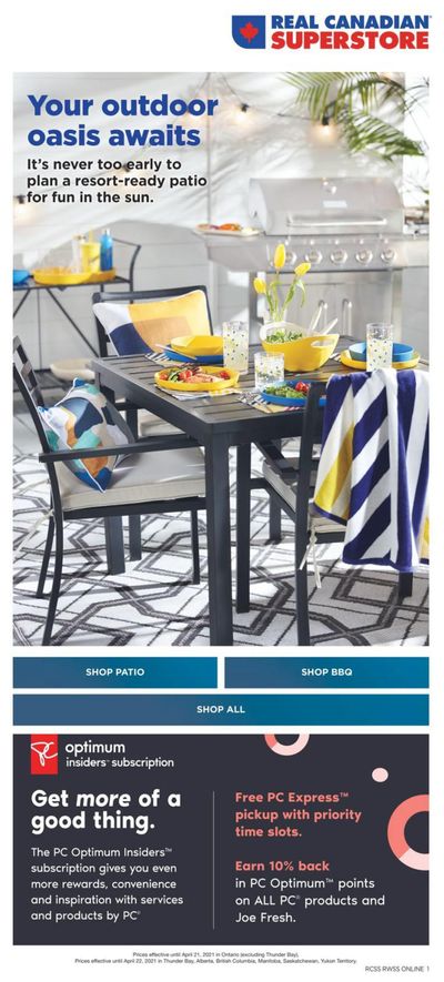 Real Canadian Superstore Outdoor Living Flyer March 18 to April 22