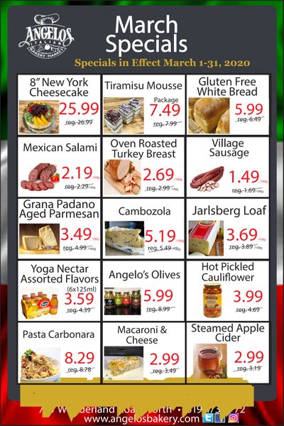 Angelo's Italian Bakery Flyer March 1 to 31