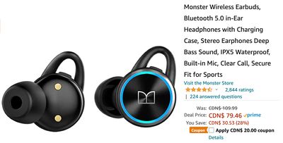 Amazon Canada Deals: Save 46% on Monster Wireless Earbuds with Coupon + 30% on Heated Blanket Electric Throw + More Offers