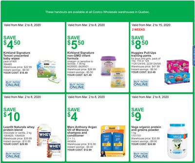Costco Canada More Savings Weekly Coupons/Flyers for: Quebec, March 2 – 8