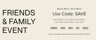 Hudson’s Bay Canada Friends & Family Event Sale: Spend More, Save More Using Coupon Code!