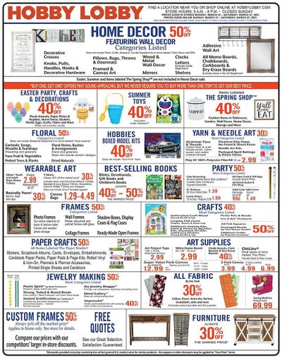 Hobby Lobby Weekly Ad Flyer March 21 to March 27