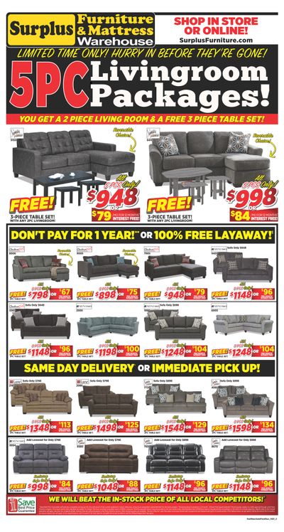 Surplus Furniture & Mattress Warehouse (Moncton) Flyer March 22 to April 4 Surplus Furniture & Mattress Warehouse (Moncton) Flyer March 22 to April 4