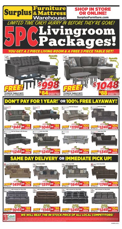 Surplus Furniture & Mattress Warehouse (Grand Falls Windsor) Flyer March 22 to April 4