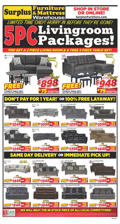 Surplus Furniture & Mattress Warehouse (Calgary) Flyer March 22 to April 4