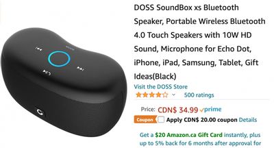 Amazon Canada Deals: Save 57% off SoundBox xs Bluetooth Speaker, with Coupon + 36% on USB C Charger + 30% on SogesPower 66lbs Adjustable Dumbbells Set + More Offers