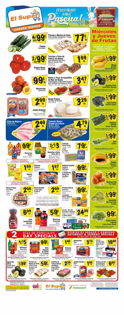 El Super (AZ, CA, NM, NV, TX) Weekly Ad Flyer March 24 to March 30