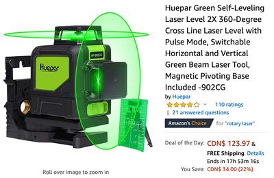 Amazon Canada Deals Of The Day: Save 22 % on Huepar Laser Levels