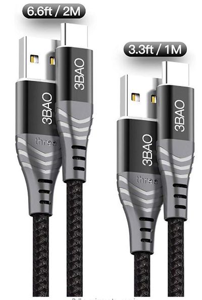 USB C Cable, USB C Charger Fast Charging Cable(2Pack 3.3FT+6.6FT) Nylon Braided USB A 2.0 to USB-C Cord (Black) For $7.21 At Amazon Canada 