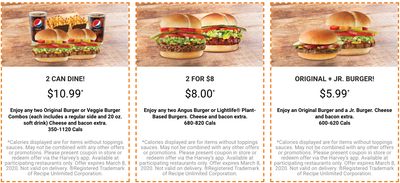 Harvey’s Canada New Coupons: Two Original Burger or Veggie Burger Combos for $10.99 + More Deals