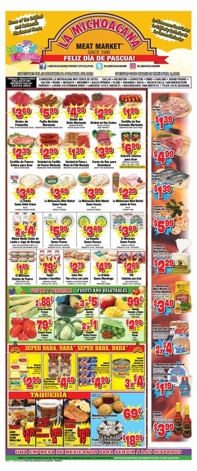 La Michoacana Meat Market (OK, TX) Weekly Ad Flyer March 24 to April 6
