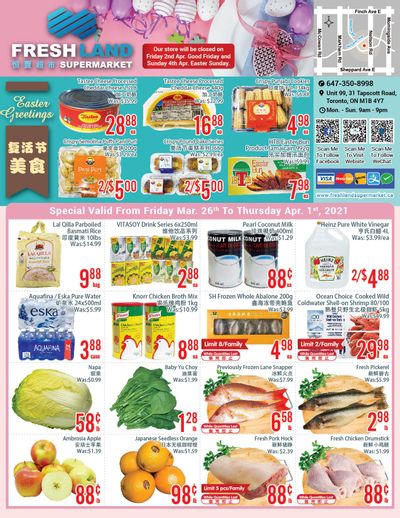 FreshLand Supermarket Flyer March 26 to April 1