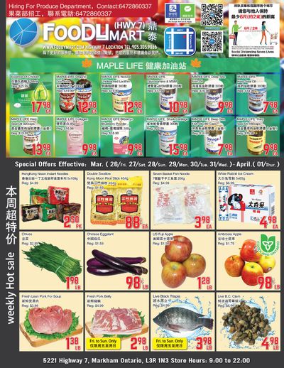 FoodyMart (HWY7) Flyer March 26 to April 1