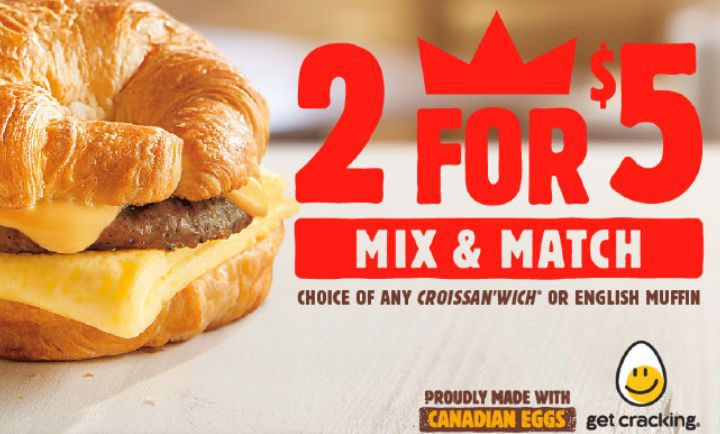 2 FOR $5 BK Breakfast at Burger King