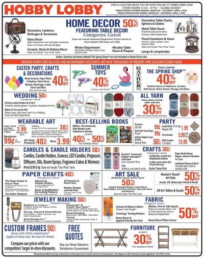 Hobby Lobby Weekly Ad Flyer March 28 to April 3