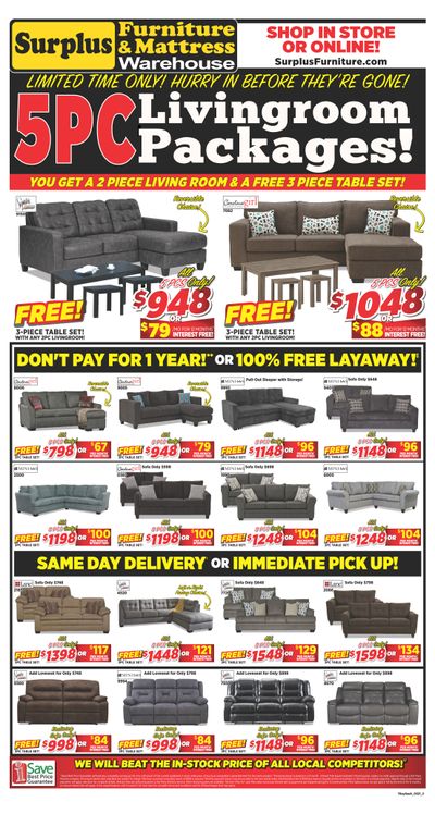 Surplus Furniture & Mattress Warehouse (Thunder Bay) Flyer March 29 to April 4