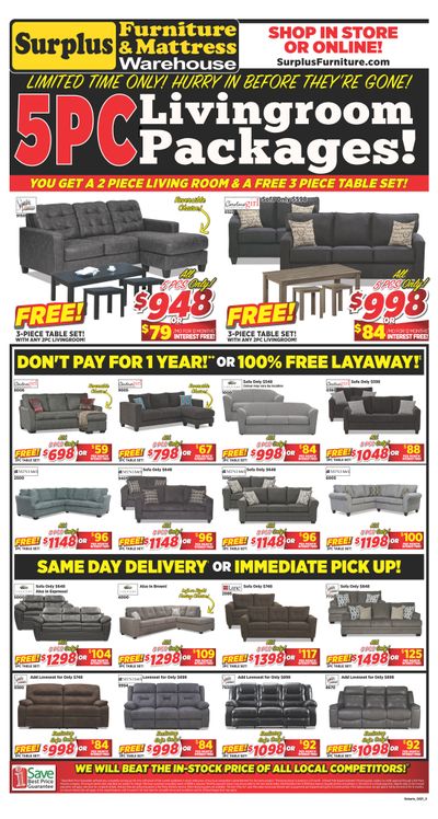 Surplus Furniture & Mattress Warehouse (St. Catharines) Flyer March 29 to April 4