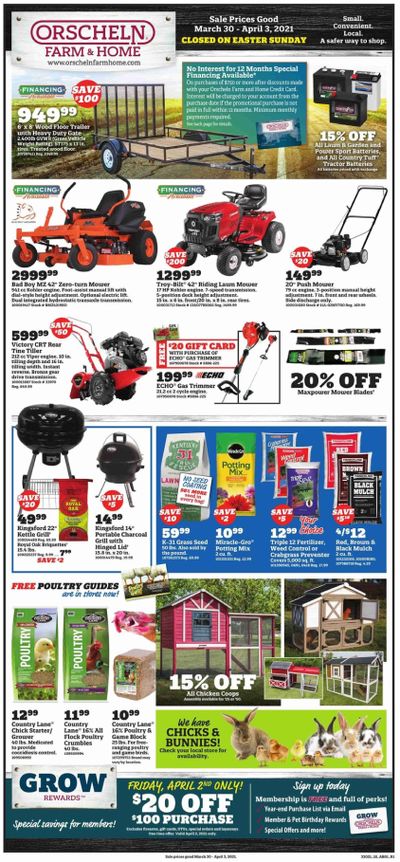 Orscheln Farm and Home Weekly Ad Flyer March 30 to April 3