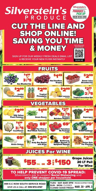 Silverstein's Produce Flyer March 30 to April 3