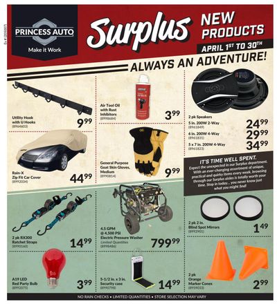 Princess Auto Surplus New Products Flyer April 1 to 30