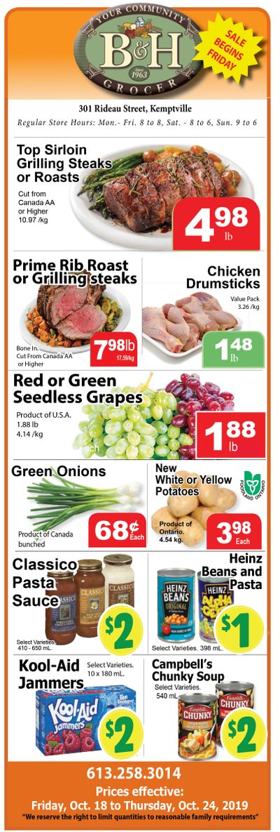 B&H Your Community Grocer Flyer October 18 to 24