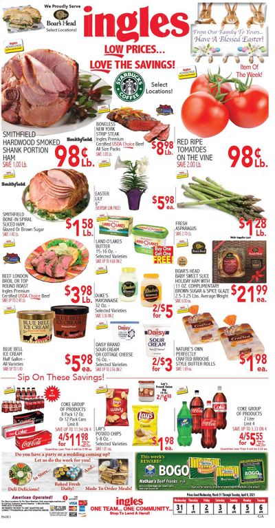 Ingles (AL, GA, NC, SC, TN, VA) Weekly Ad Flyer March 31 to April 6