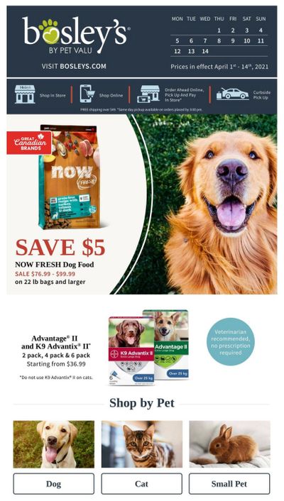 Bosley's by PetValu Flyer April 1 to 14