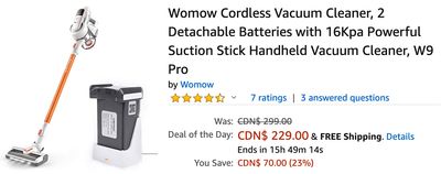 Amazon Canada Deals Of The Day: Save 23% on Womow Vacuum Cleaners Amazon Canada Deals Of The Day: Save 23% on Womow Vacuum Cleaners