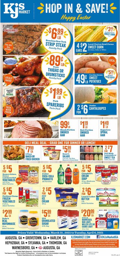 KJ´s Market (GA, SC) Weekly Ad Flyer March 31 to April 6