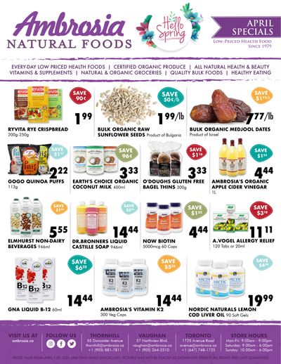 Ambrosia Natural Foods Flyer April 1 to 30