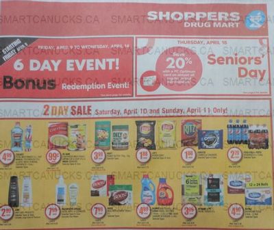 Shoppers Drug Mart Canada 6 Day Bonus Redemption Event April 9th – 14th
