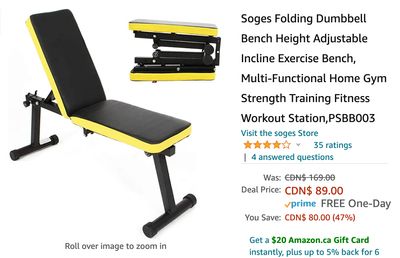 Amazon Canada Deals: Save 47% off Soges Folding Dumbbell Bench + 37% on Led Garage Lights 2 Pack + More Offers