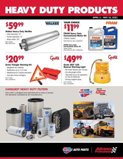Carquest Weekly Ad Flyer April 1 to May 31