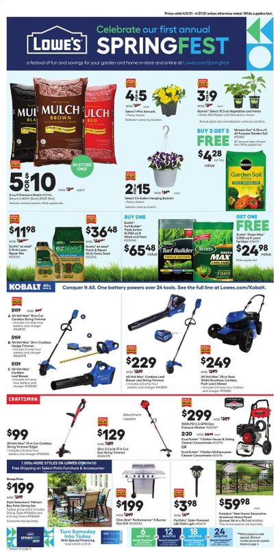 Lowe's Weekly Ad Flyer April 8 to April 21