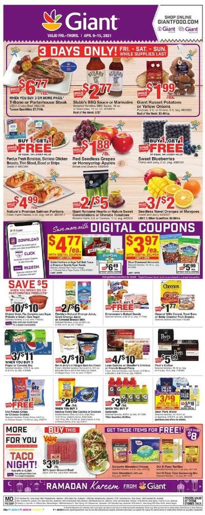 Giant Food Weekly Ad Flyer April 9 to April 15