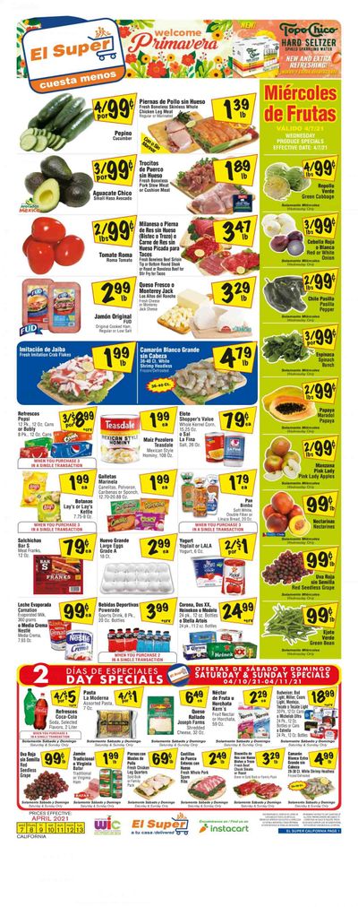 El Super (AZ, CA, NM, NV, TX) Weekly Ad Flyer April 7 to April 13