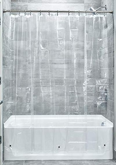 iDesign Vinyl Shower Curtain, Mold- and Mildew-Resistant Water-Repellent Bath Liner with Magnets for Bathroom, 72 x 72 inch, Clear $7.08 (Reg $18.67)