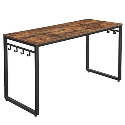 VASAGLE ALINRU Computer Desk, 55 Inch Writing Desk, Office Desk with 8 Hooks, for Study, Home Office, Easy Assembly, Metal, Industrial Design, Rustic Brown and Black ULWD59X $89.99 (Reg $129.99)
