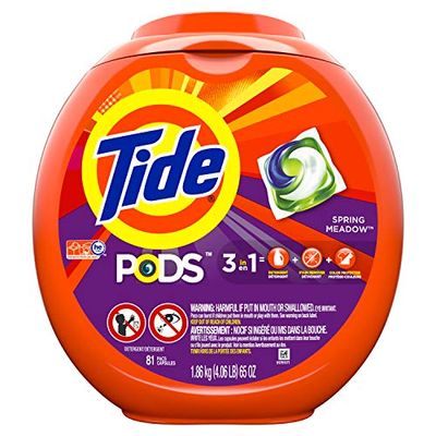 Tide PODS, Laundry Detergent Liquid Pacs, Spring Meadows, 81 Count - Packaging May Vary