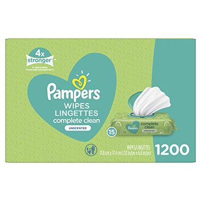 Baby Wipes, Pampers Complete Clean UNSCENTED 15X Pop Top, Hypoallergenic and Dermatologist-Tested, 1200 Count $22.99 (Reg $24.98)