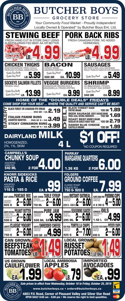 Butcher Boys Grocery Store Flyer October 16 to 25