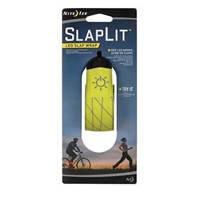 Nite Ize SlapLit LED Slap Wrap, Light Up Bracelet or Anklet for Nighttime Visibility, Neon Pink with Red LED