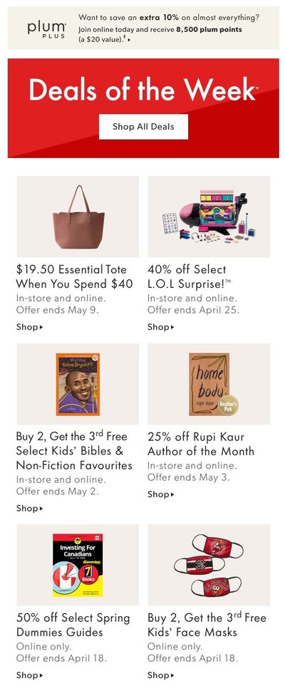 Chapters Indigo Online Deals of the Week April 12 to 18