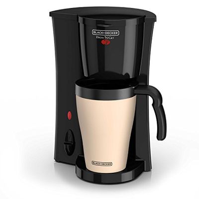BLACK+DECKER Brew 'n Go Personal Coffeemaker with Travel Mug, Black/Beige, DCM18 $26.3 (Reg $33.20) BLACK+DECKER Brew 'n Go Personal Coffeemaker with Travel Mug, Black/Beige, DCM18 $26.3 (Reg $33.20)