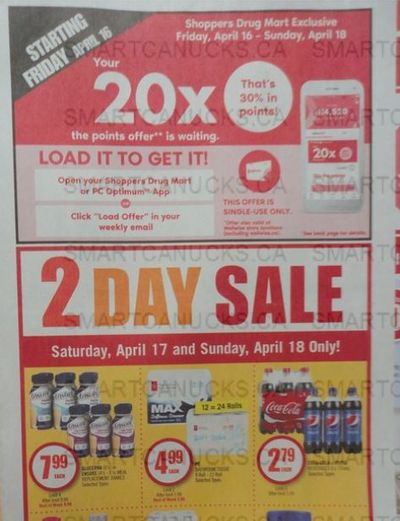Shoppers Drug Mart Canada:20x The PC Optimum Points Loadable Offer April 16th – 18th