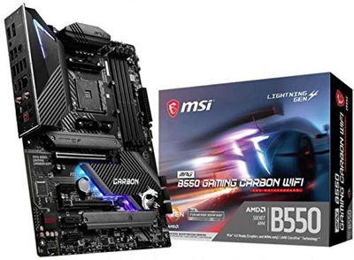 MSI MPG B550 Gaming Carbon WiFi Gaming Motherboard (AMD AM4, DDR4, PCIe 4.0, SATA 6Gb/s, Dual M.2, USB 3.2 Gen 2, HDMI/DP, Wi-Fi 6 AX, ATX) (B550GCARBWIFI) $234.3 (Reg $287.02)
